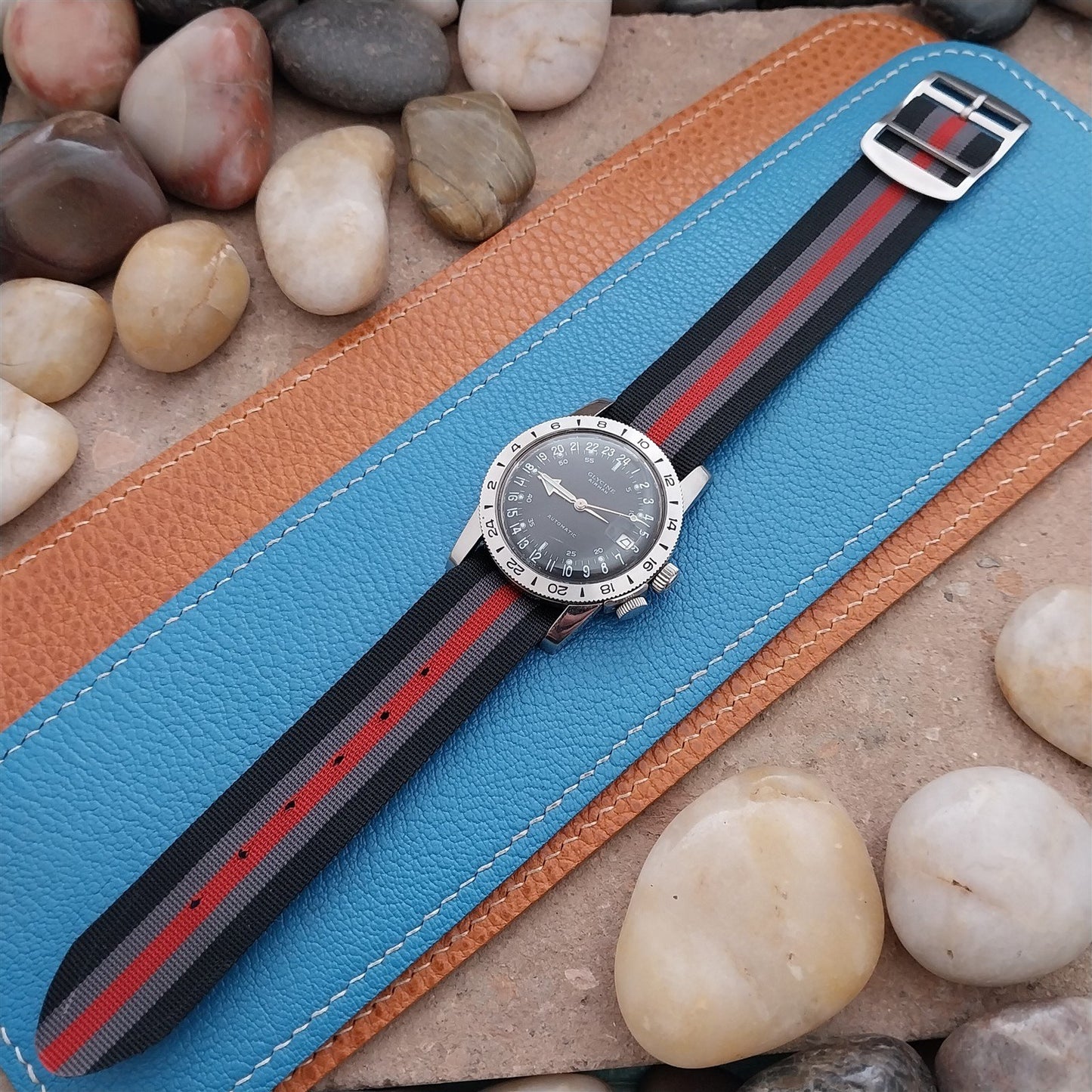 Vintage 20mm Striped Perlon Unused Unused 1960s Classic Single Pass Watch Strap