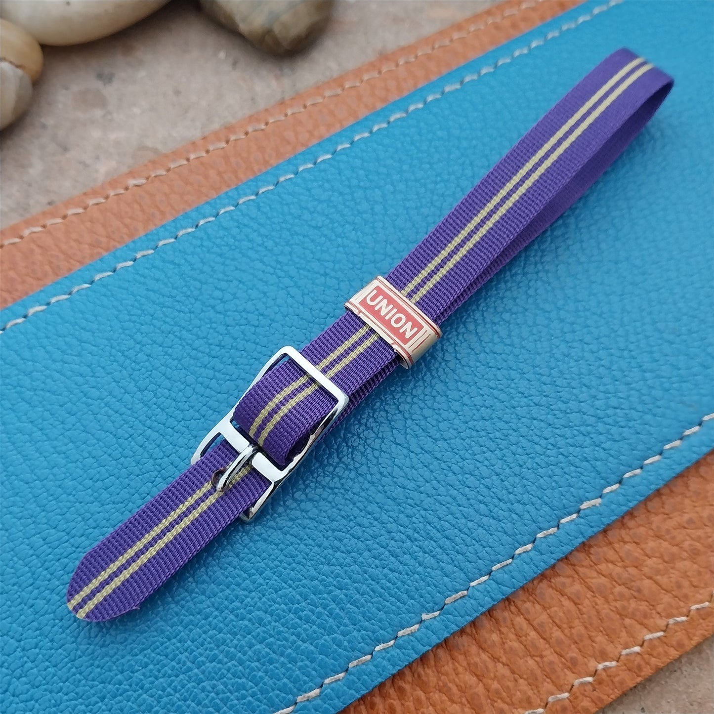 Vintage 10mm Purple & Green Perlon Ladies Single Pass 1960s Classic Watch Band