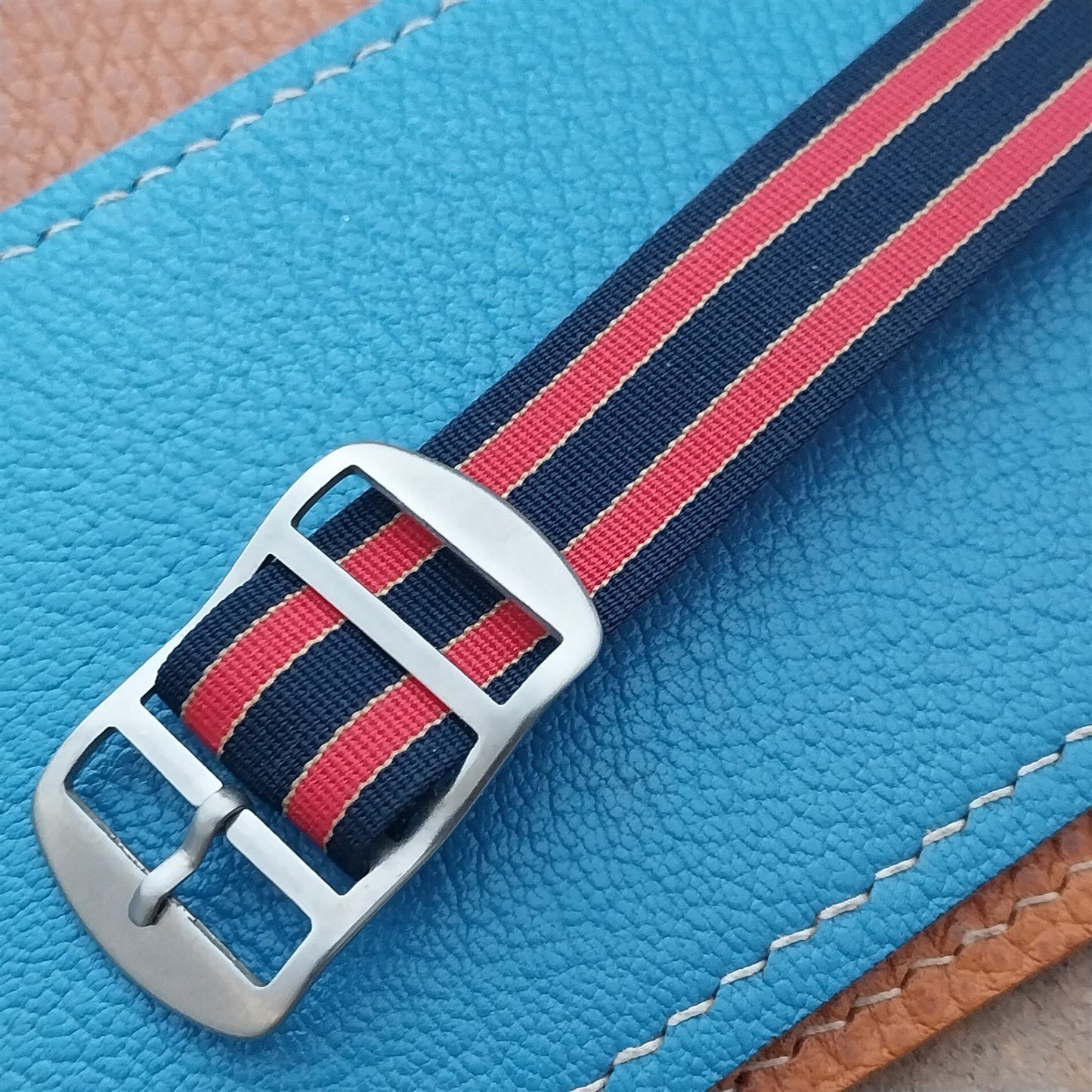 Vintage 18mm Striped Perlon Unused Classic Single Pass 1960s Unused Watch Strap