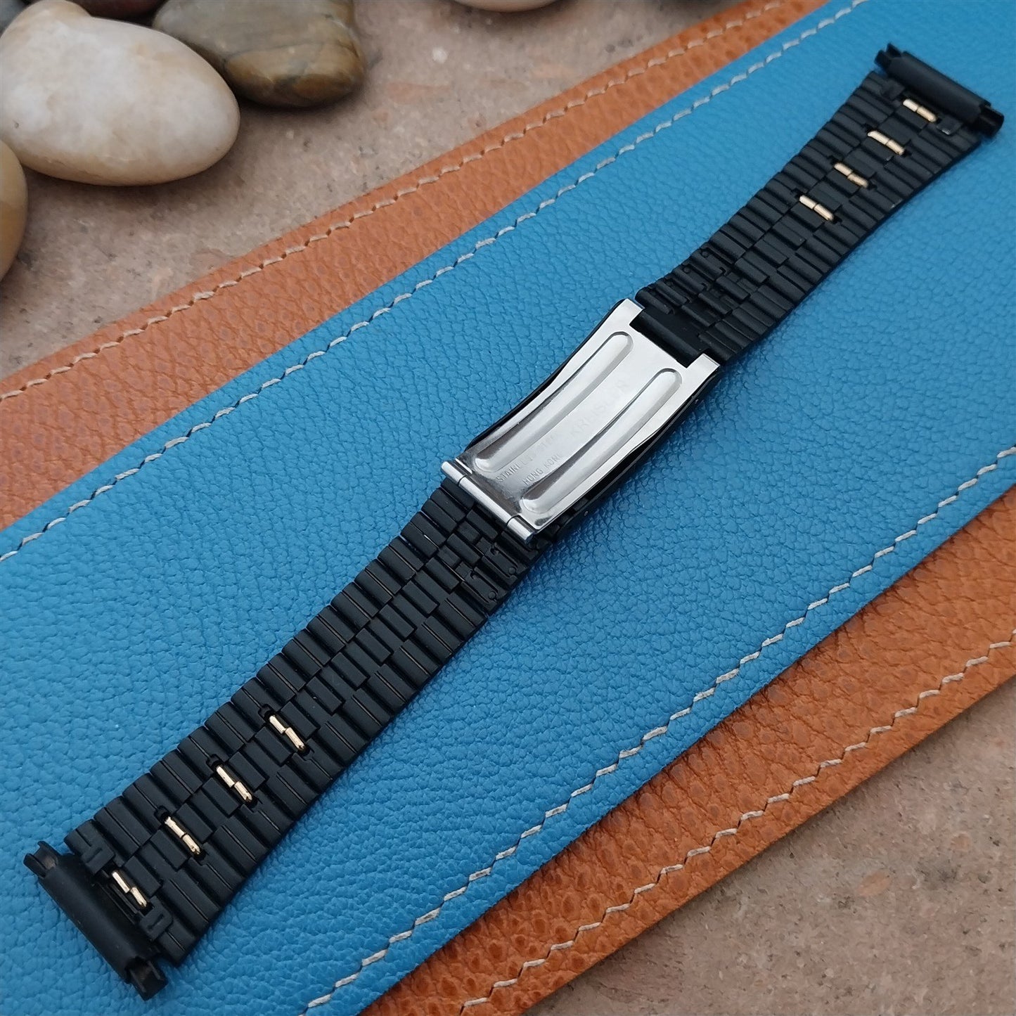 Vintage 18mm 19mm 20mm Kreisler Black & Gold Unused Classic NOS 1970s Watch Band