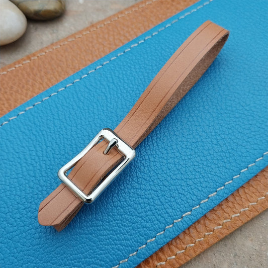 3/8" Tan English Bridle Leather Vintage Pocket Watch Fob Strap & Solid Buckle