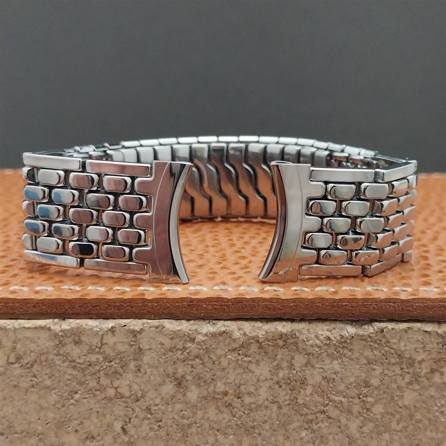 Vintage 19mm 18mm 17mm Stainless Steel Wide Rice Beads Gemex Unused Watch Band