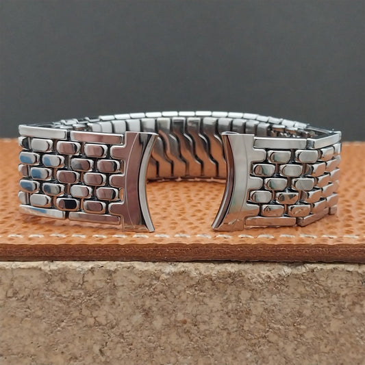 Vintage 19mm 18mm 17mm Stainless Steel Wide Rice Beads Gemex Unused Watch Band