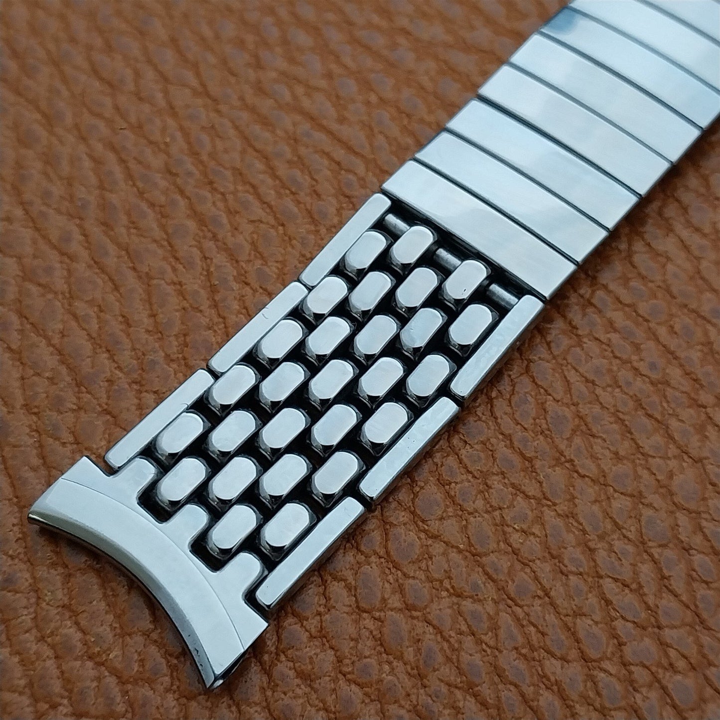 Vintage 19mm 18mm 17mm Stainless Steel Wide Rice Beads Gemex Unused Watch Band