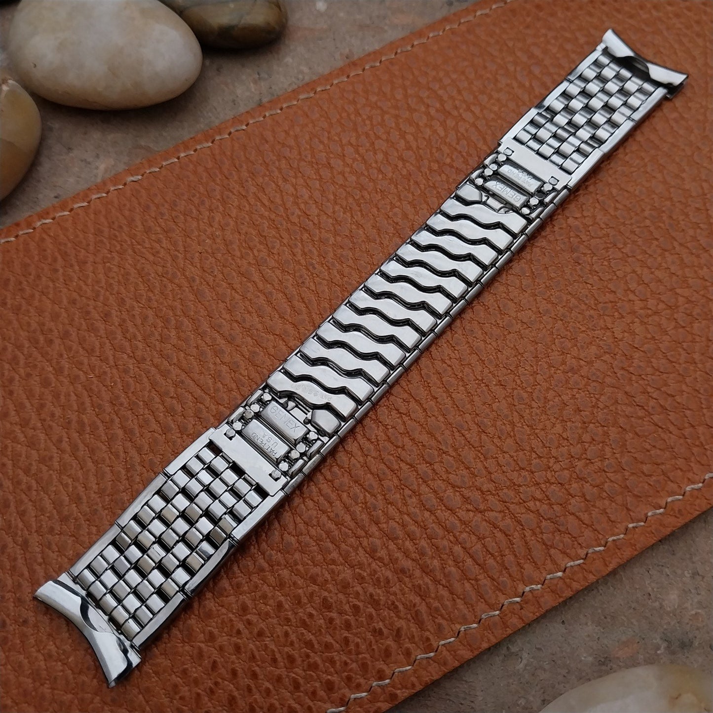 Vintage 19mm 18mm 17mm Stainless Steel Wide Rice Beads Gemex Unused Watch Band