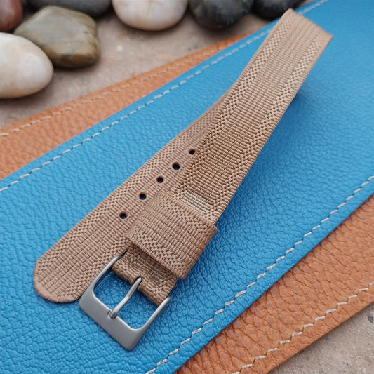 16mm Beige Nylon Single Pass Unused Vintage Watch Strap & Bead Blasted Buckle