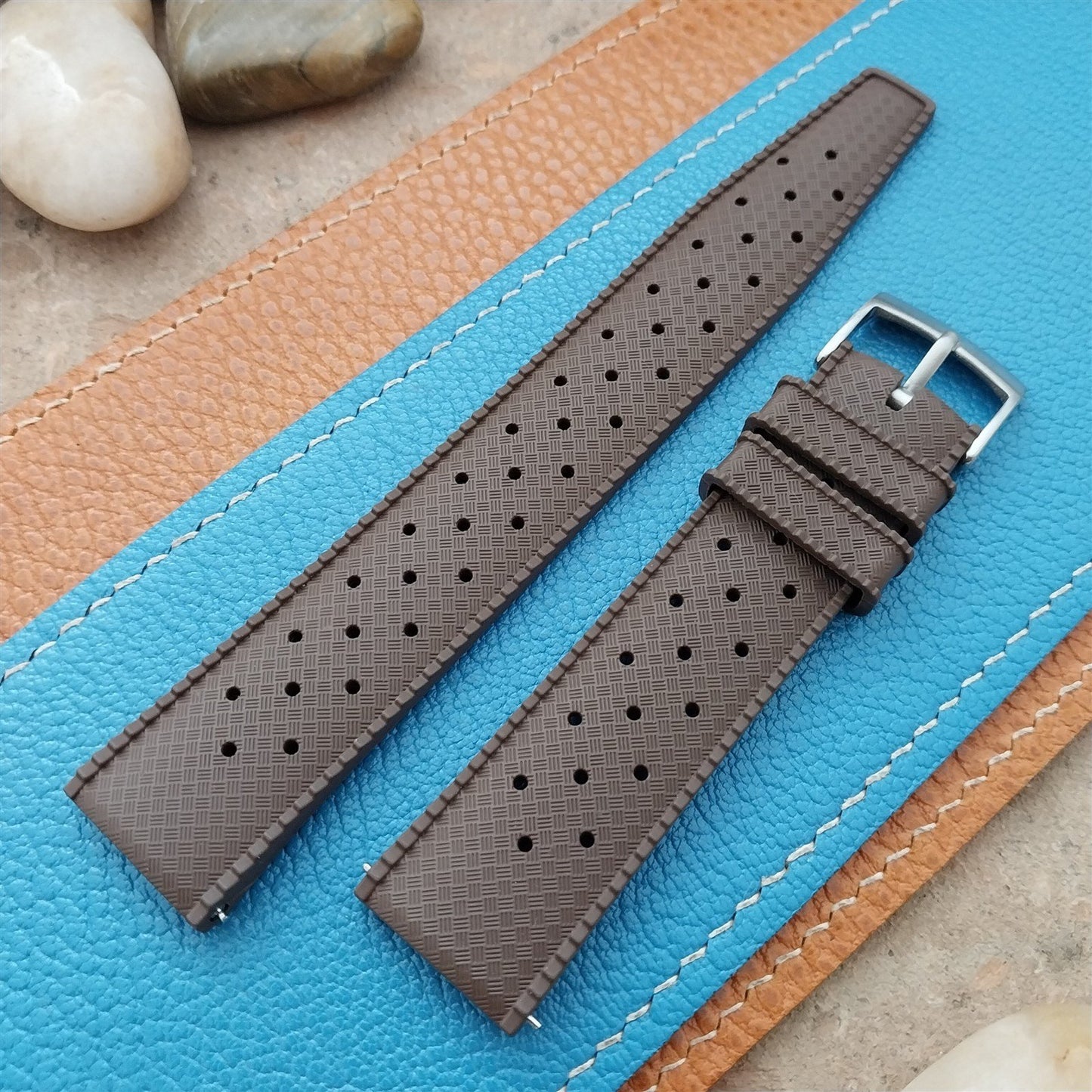 20mm FKM Tropical Brown Tapered Divers Watch Strap & Quick Release Spring Bars