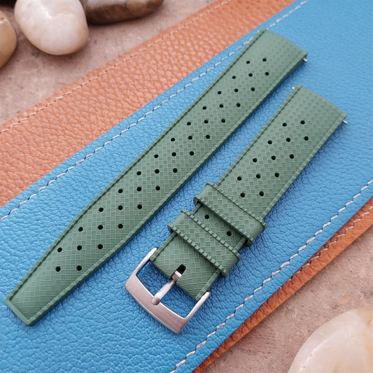20mm FKM Tropical Green Tapered Divers Watch Strap & Quick Release Spring Bars