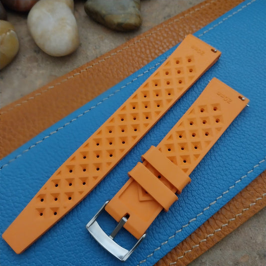 20mm FKM Rubber Orange Classic Divers Watch Strap & Quick Release Spring Bars