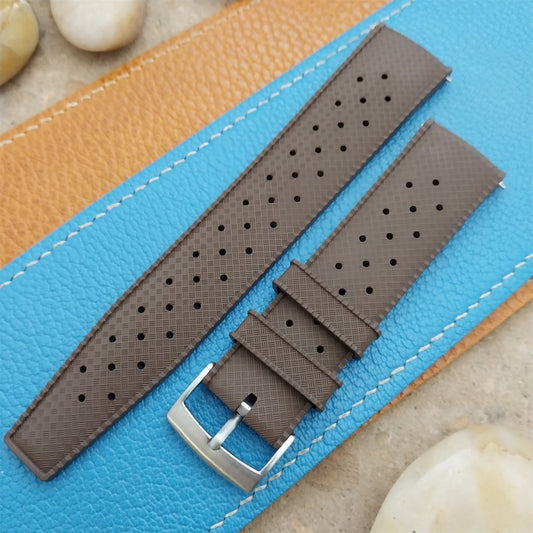 22mm FKM Tropical Brown Tapered Divers Watch Strap & Quick Release Spring Bars