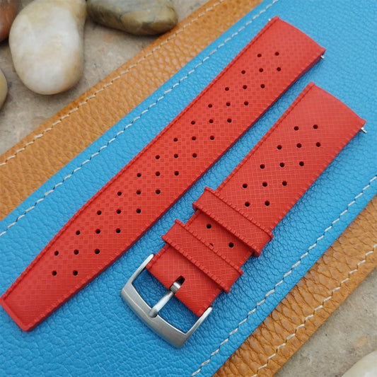 22mm FKM Tropical Red Tapered Divers Watch Strap & Quick Release Spring Bars
