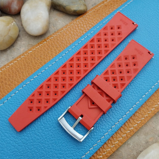 22mm FKM Tropical Red Tapered Divers Watch Strap & Quick Release Spring Bars