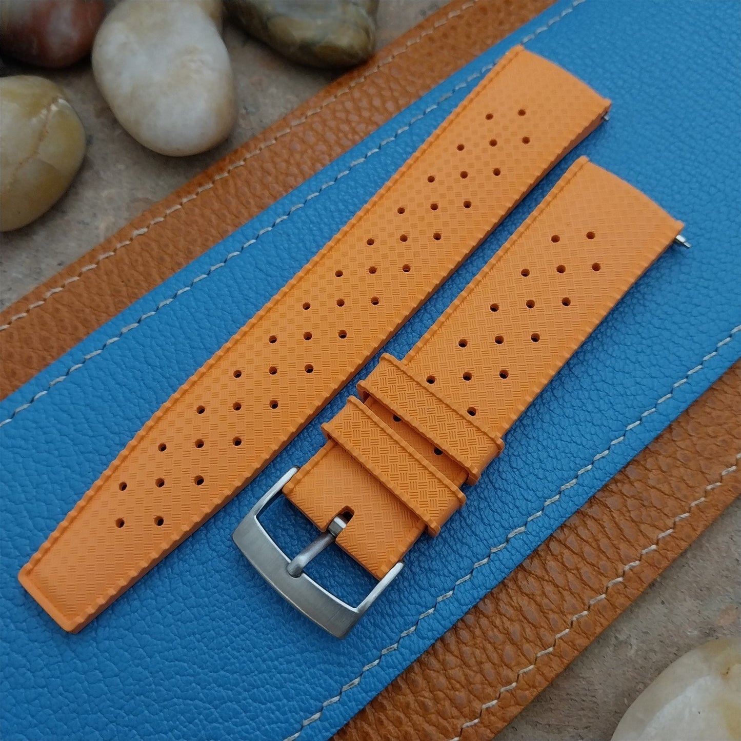 22mm FKM Tropical Orange Tapered Divers Watch Strap