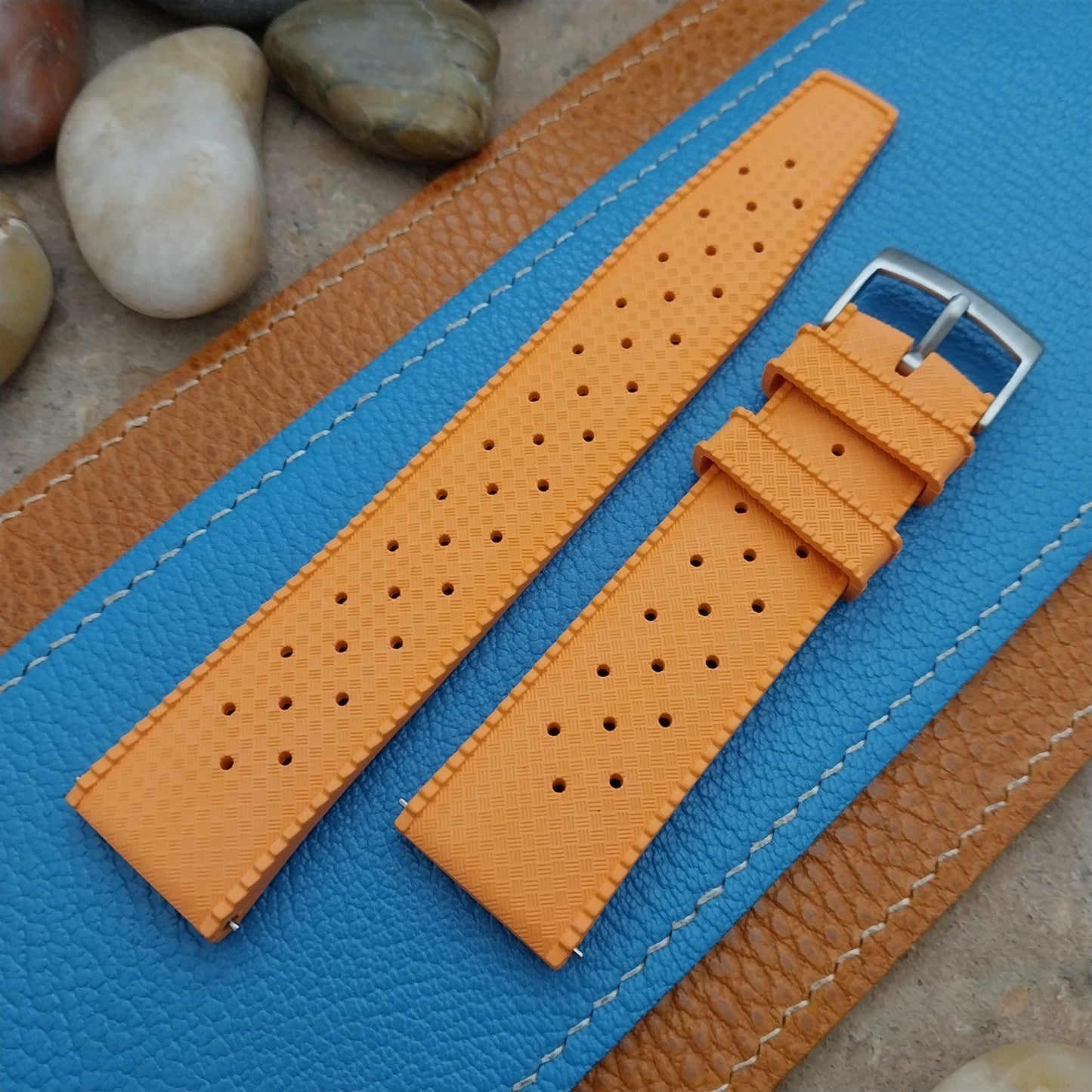 22mm FKM Tropical Orange Tapered Divers Watch Strap