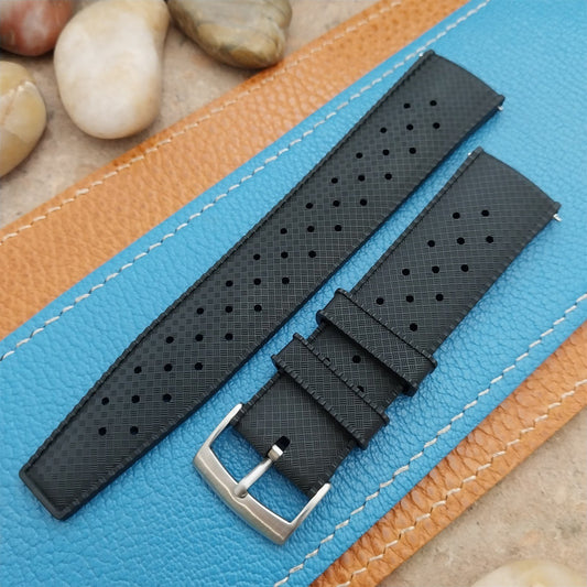 22mm FKM Tropical Black Tapered Divers Watch Strap