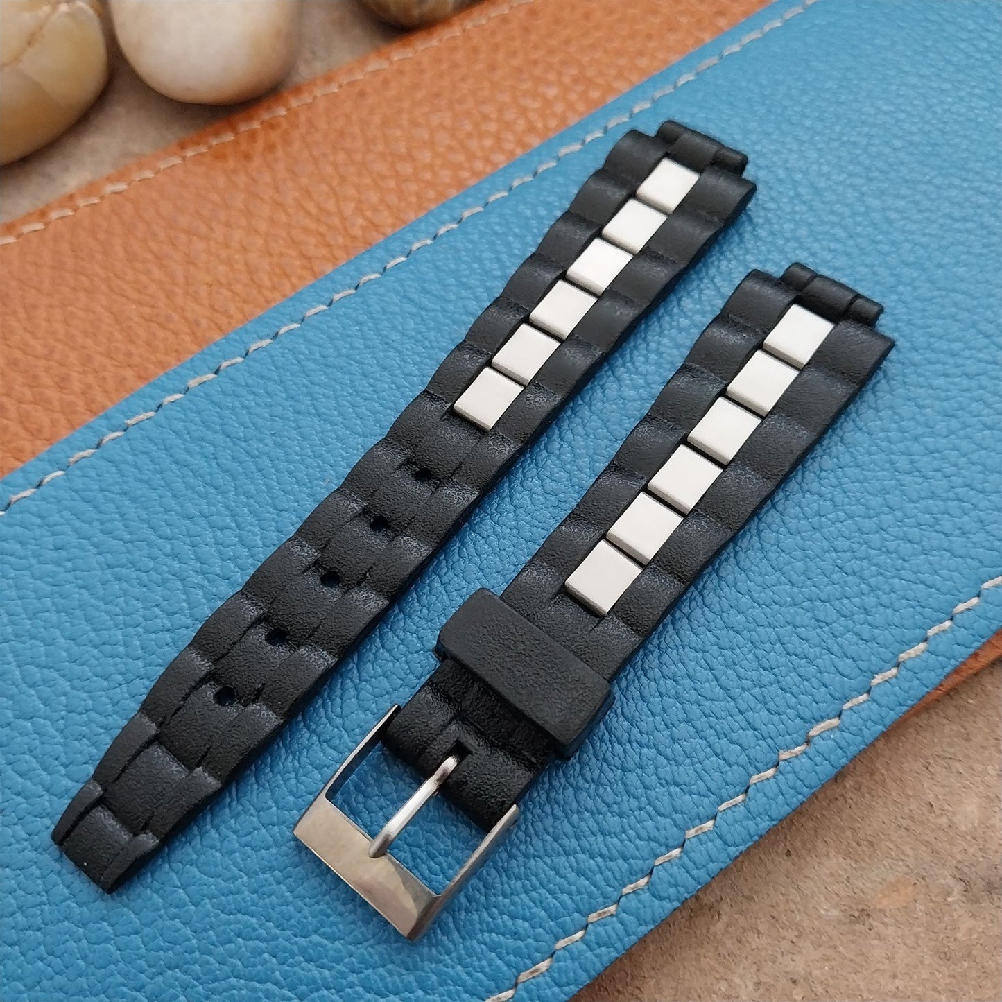 Vintage 11mm Black Tropical SkinDiver Unused Ladies NOS 1960s-1970s Watch Strap