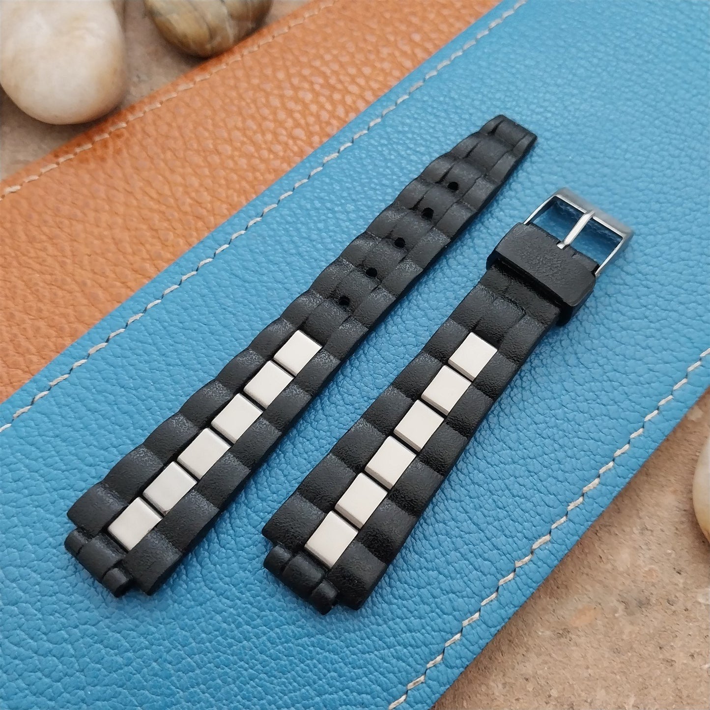 Vintage 11mm Black Tropical SkinDiver Unused Ladies NOS 1960s-1970s Watch Strap