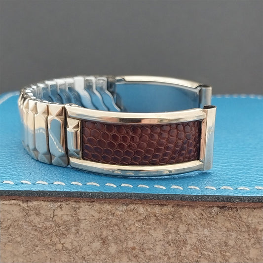 Admiral 5/8" Gold-Filled & Brown Lizard Unused Classic 1950s Vintage Watch Band
