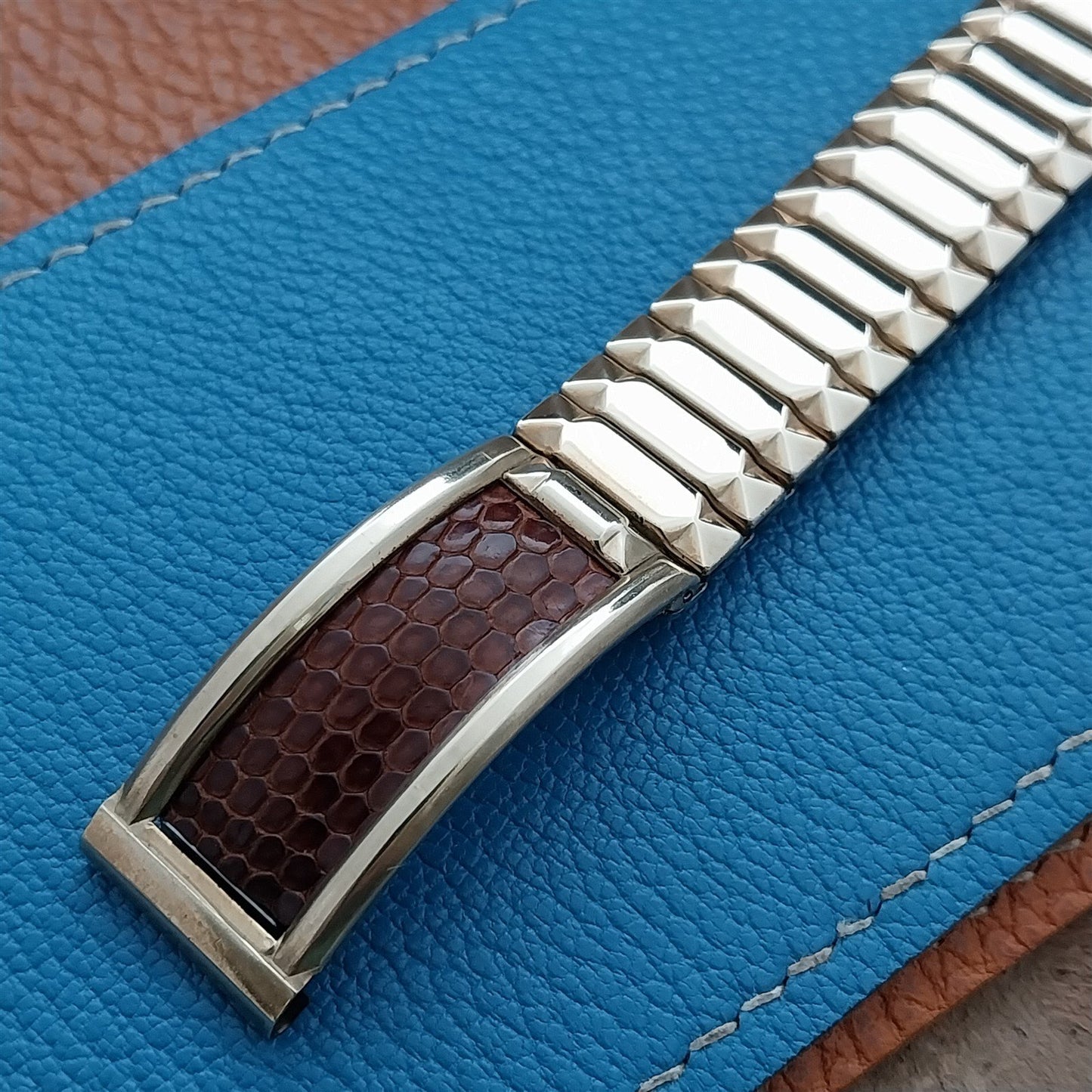 Admiral 5/8" Gold-Filled & Brown Lizard Unused Classic 1950s Vintage Watch Band