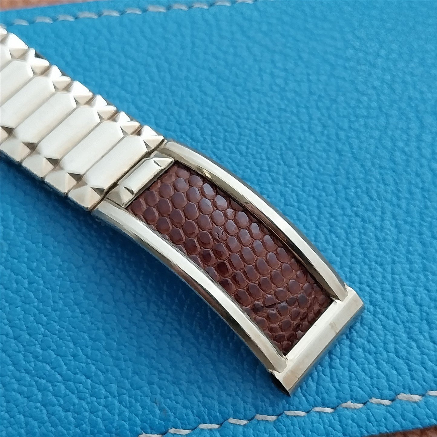 Admiral 5/8" Gold-Filled & Brown Lizard Unused Classic 1950s Vintage Watch Band