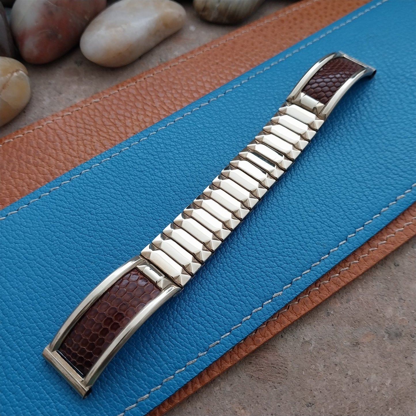 Admiral 5/8" Gold-Filled & Brown Lizard Unused Classic 1950s Vintage Watch Band