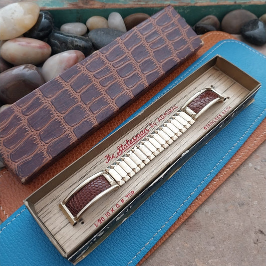Admiral 5/8" Gold-Filled & Brown Lizard Unused Classic 1950s Vintage Watch Band