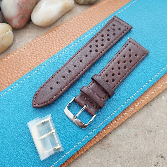 22mm Speidel Driving Strap Perforated Tapered Brown Leather Unused Watch Band