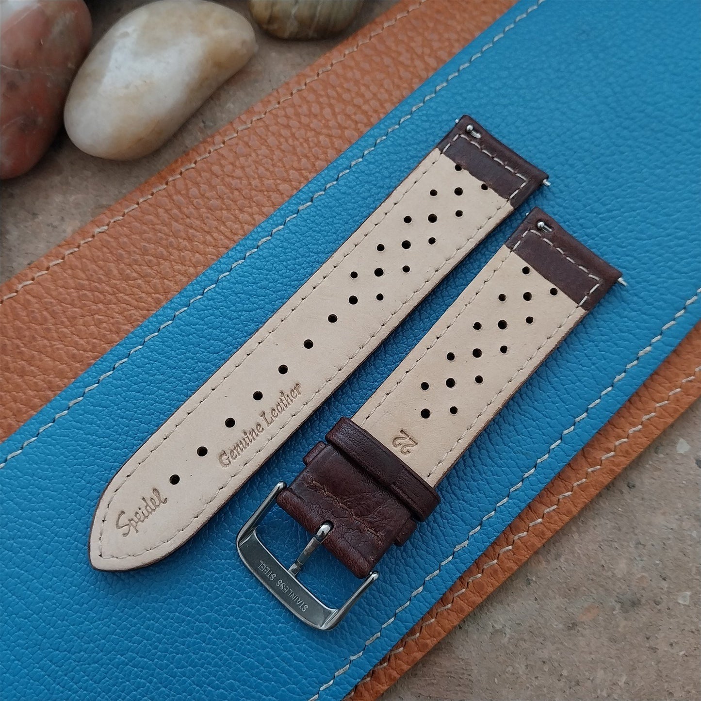 22mm Speidel Driving Strap Perforated Tapered Brown Leather Unused Watch Band