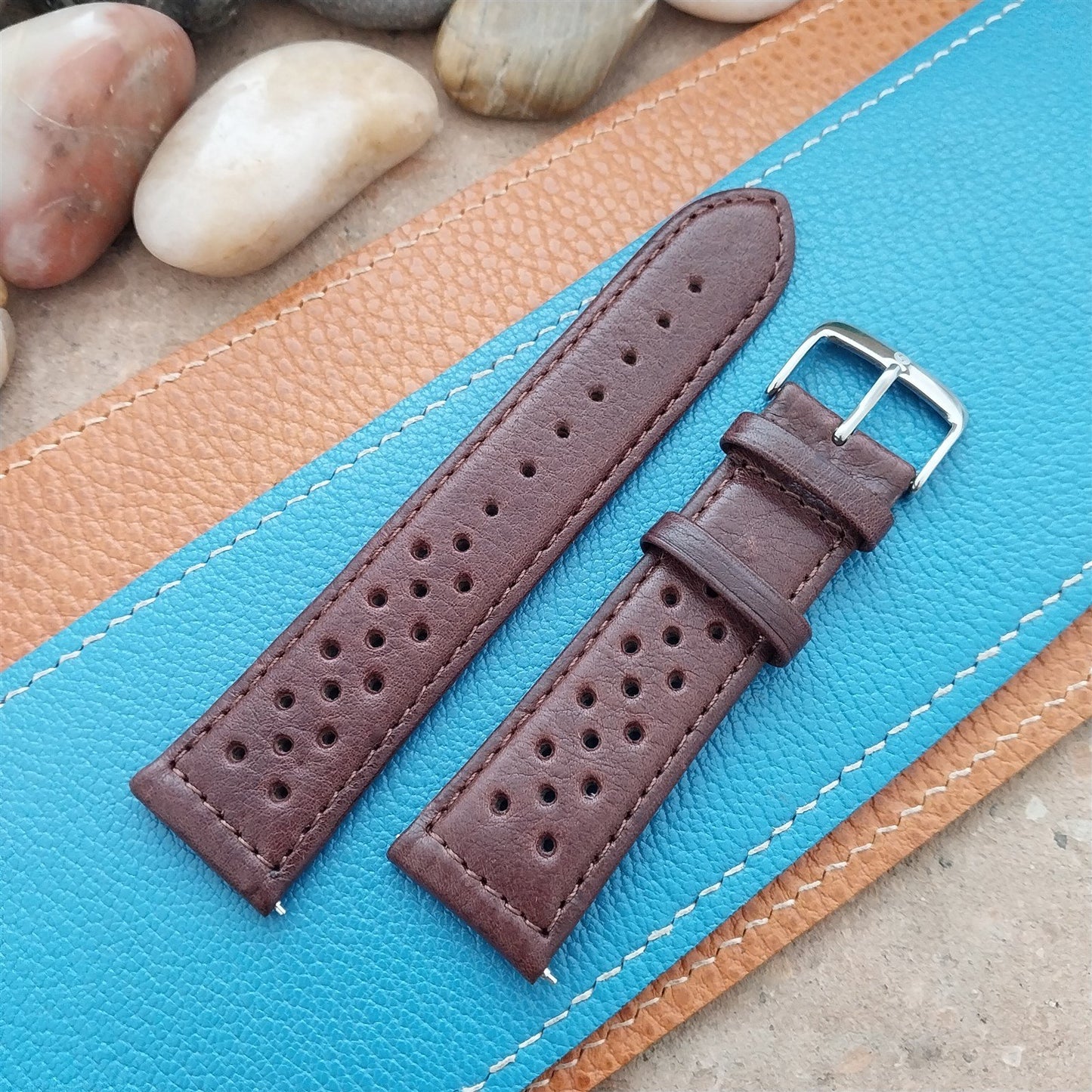 22mm Speidel Driving Strap Perforated Tapered Brown Leather Unused Watch Band