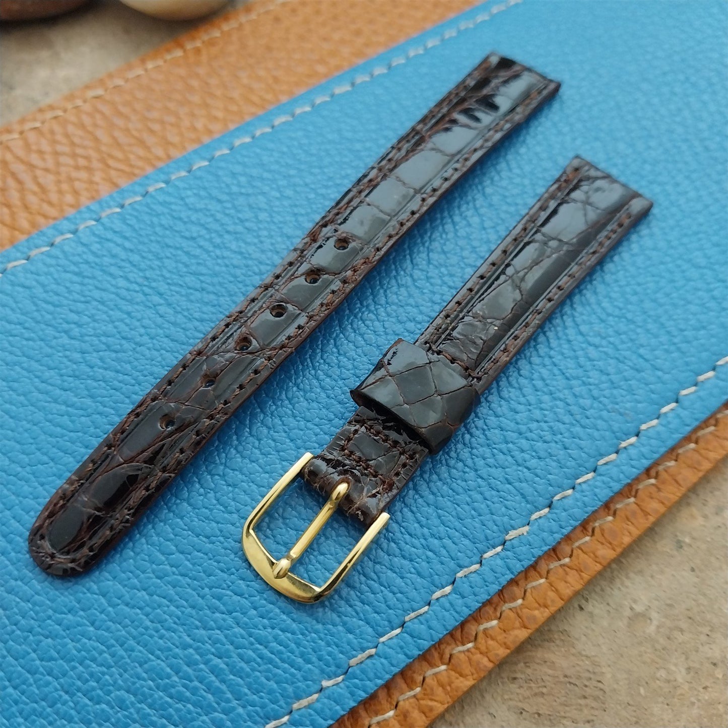 Vintage 1/2" 13mm Brown Alligator Ladies nos Unused Classic Watch Strap