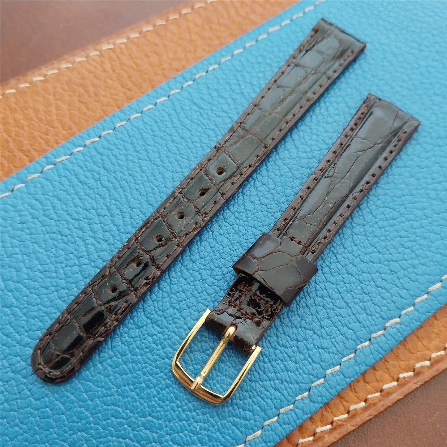 Vintage 1/2" 13mm Brown Alligator Ladies nos Unused Classic Watch Strap