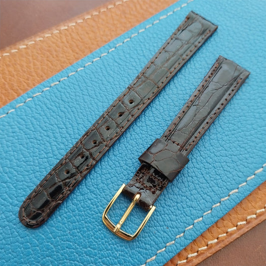 Vintage 1/2" 13mm Brown Alligator Ladies nos Unused Classic Watch Strap