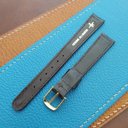 Vintage 1/2" 13mm Brown Alligator Ladies nos Unused Classic Watch Strap