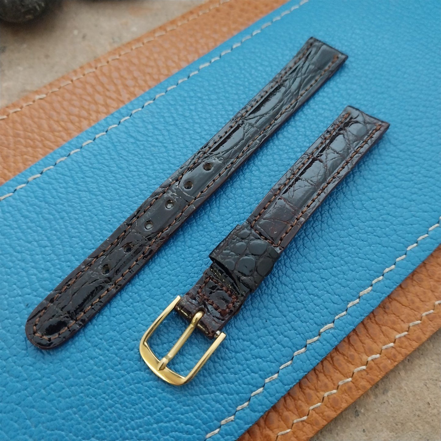 Vintage 7/16" 11mm Brown Alligator Ladies nos Unused Classic Watch Strap