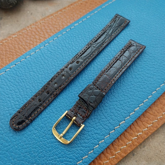 Vintage 7/16" 11mm Brown Alligator Ladies nos Unused Classic Watch Strap