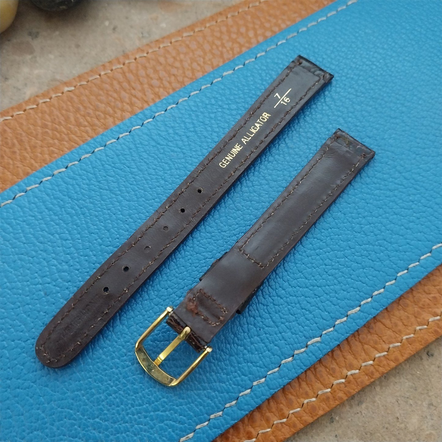 Vintage 7/16" 11mm Brown Alligator Ladies nos Unused Classic Watch Strap