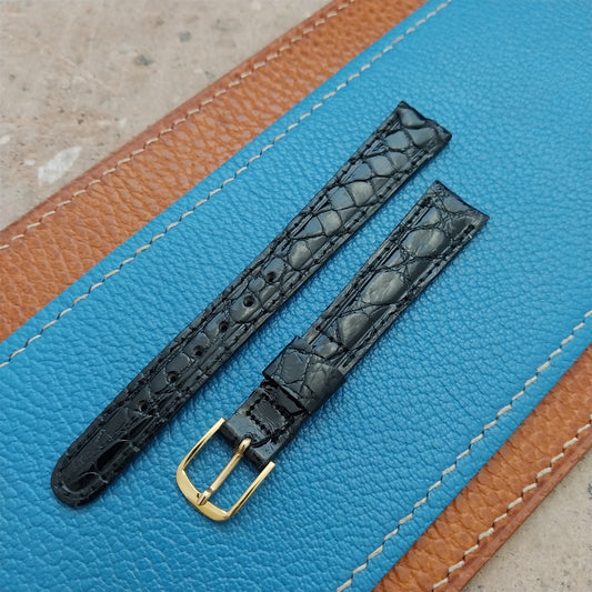 Vintage 1/2" 13mm Black Alligator Ladies Unused Classic Watch Strap
