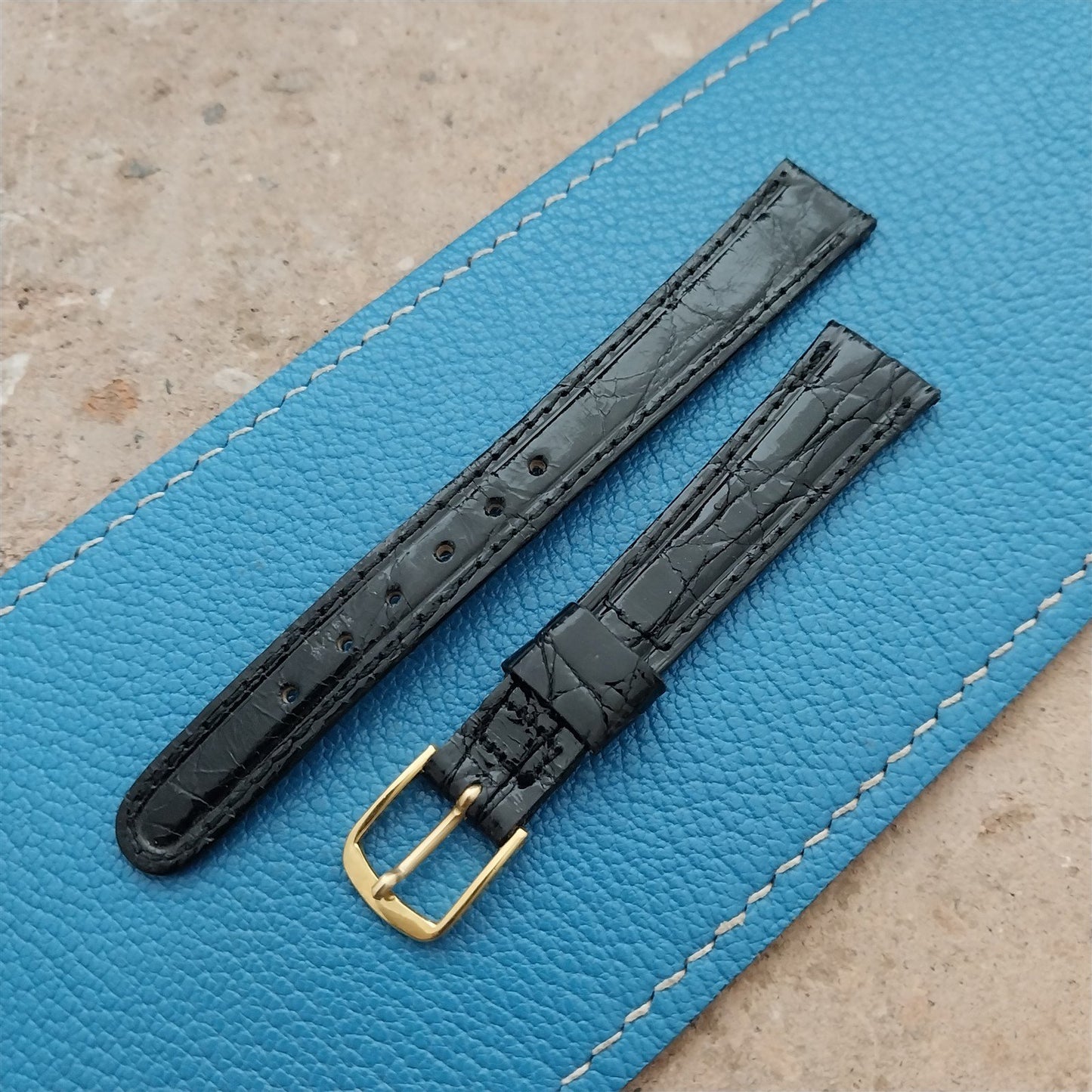 Vintage 1/2" 13mm Black Alligator Ladies nos Unused Classic Watch Strap