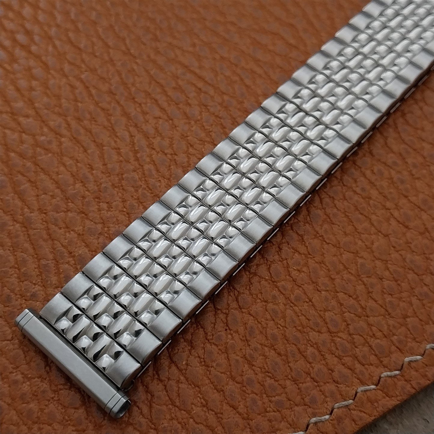 19mm 18mm Stainless Steel Rice Beads Speidel Tempest 1960s Vintage Watch Band