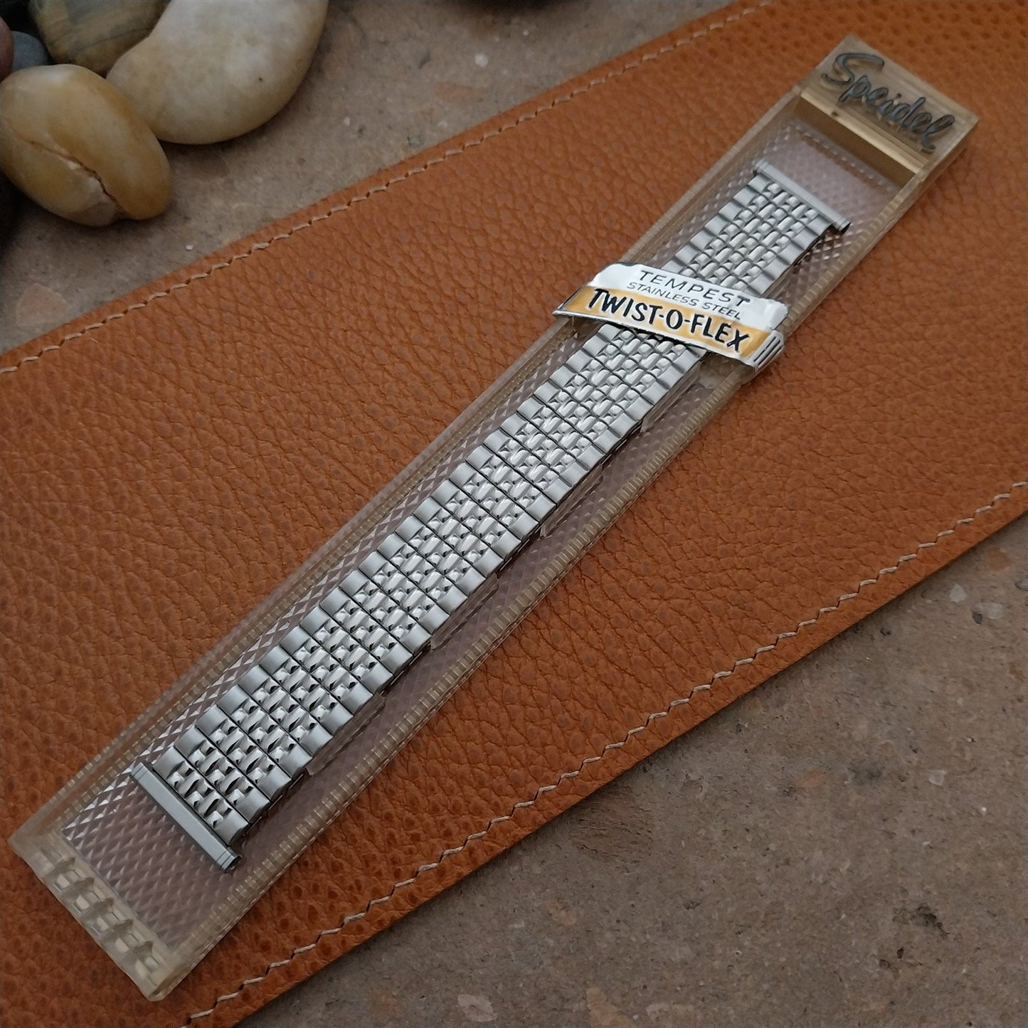 19mm 18mm Stainless Steel Rice Beads Speidel Tempest 1960s Vintage Watch Band