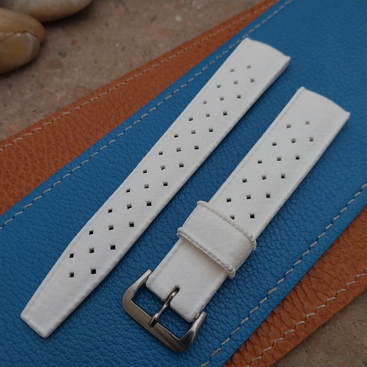 Vintage 19mm Swiss Tropic Straight End White Unused NOS 1970s Diver Watch Strap