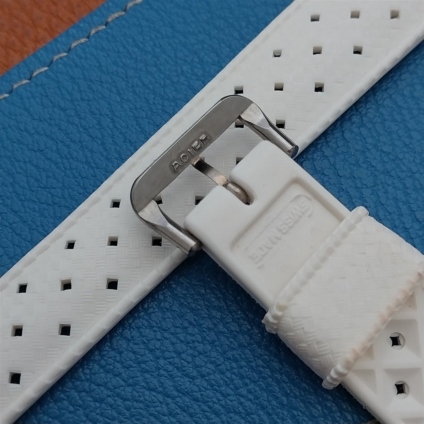 Vintage 19mm Swiss Tropic Straight End White Unused NOS 1970s Diver Watch Strap