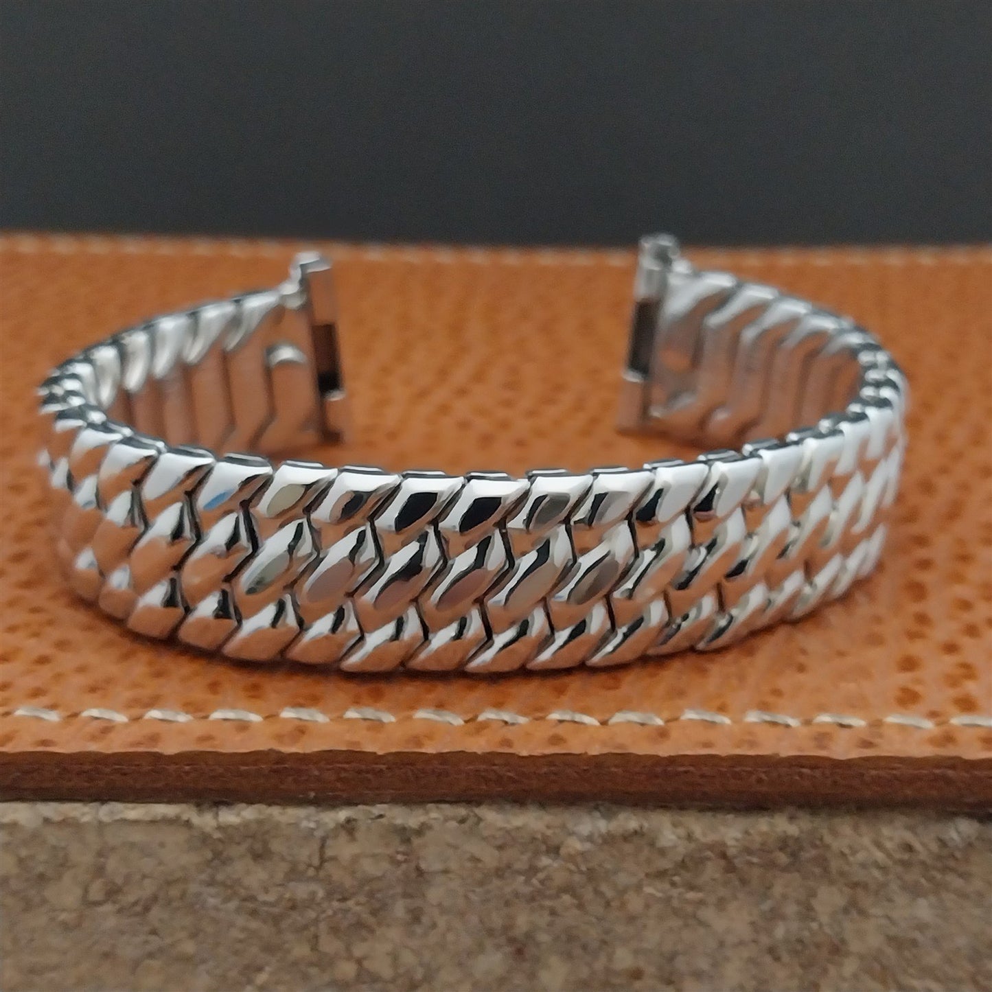 5/8" White Gold-Filled Speidel Golden Templar Unused 1950s Vintage Watch Band