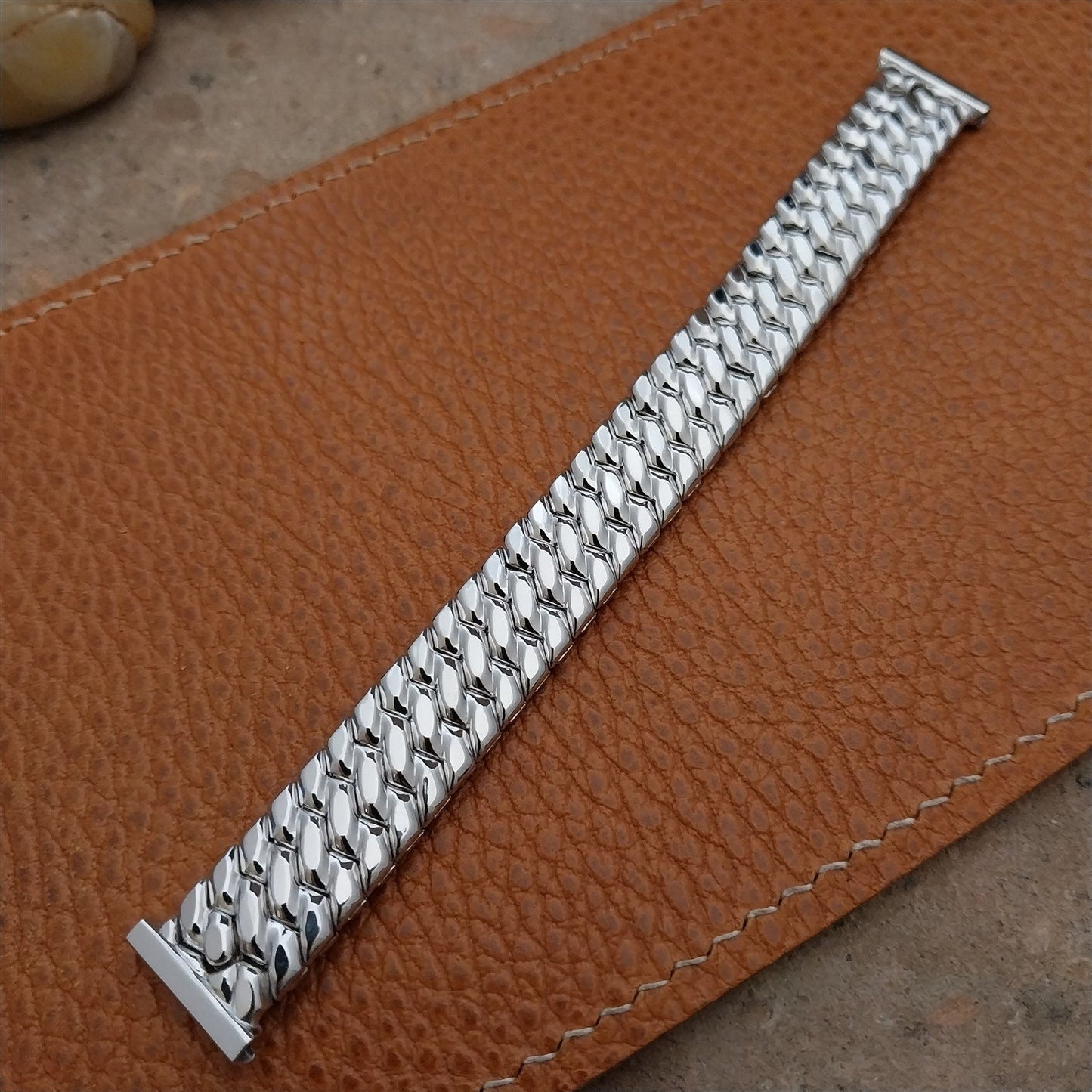 5/8" White Gold-Filled Speidel Golden Templar Unused 1950s Vintage Watch Band