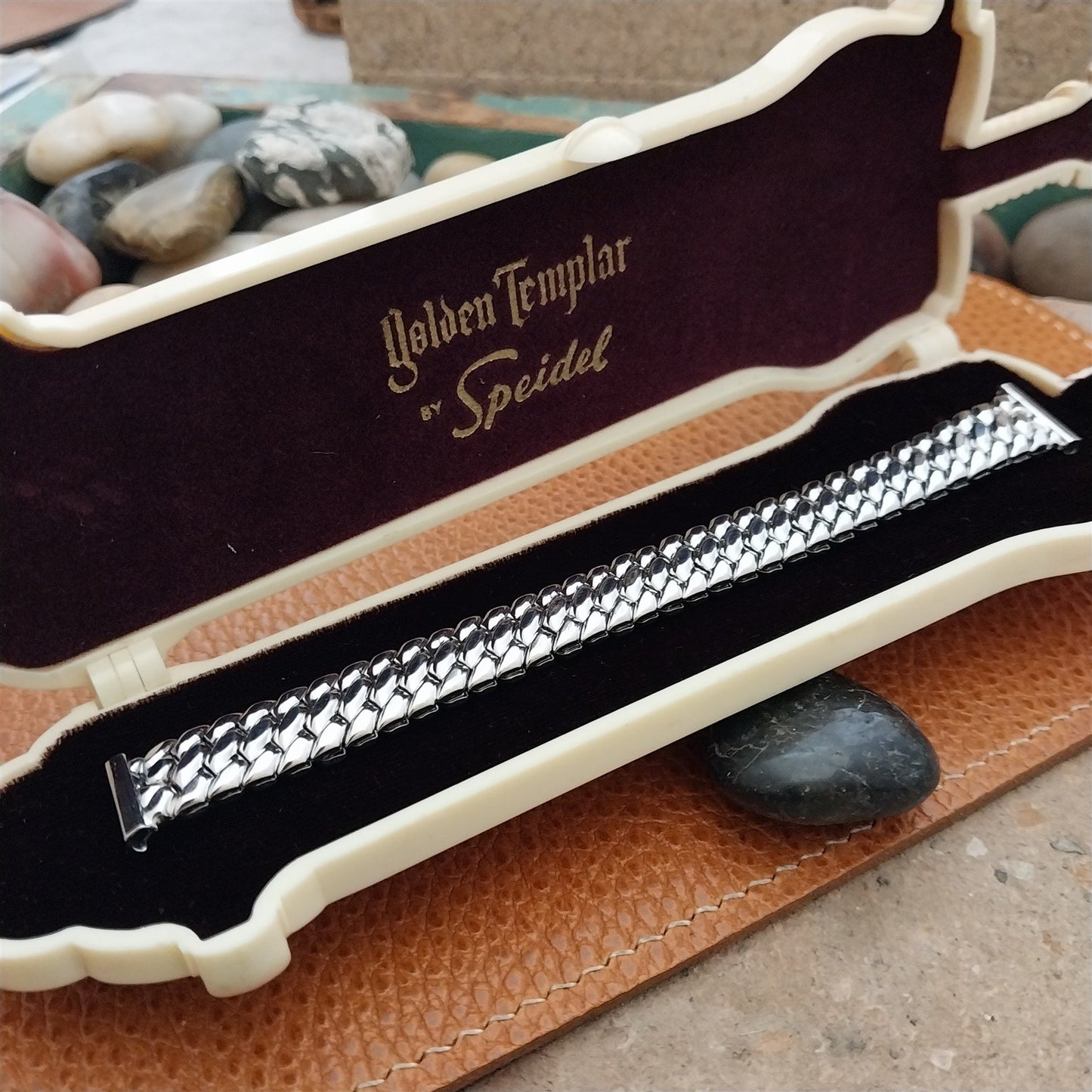 5/8" White Gold-Filled Speidel Golden Templar Unused 1950s Vintage Watch Band