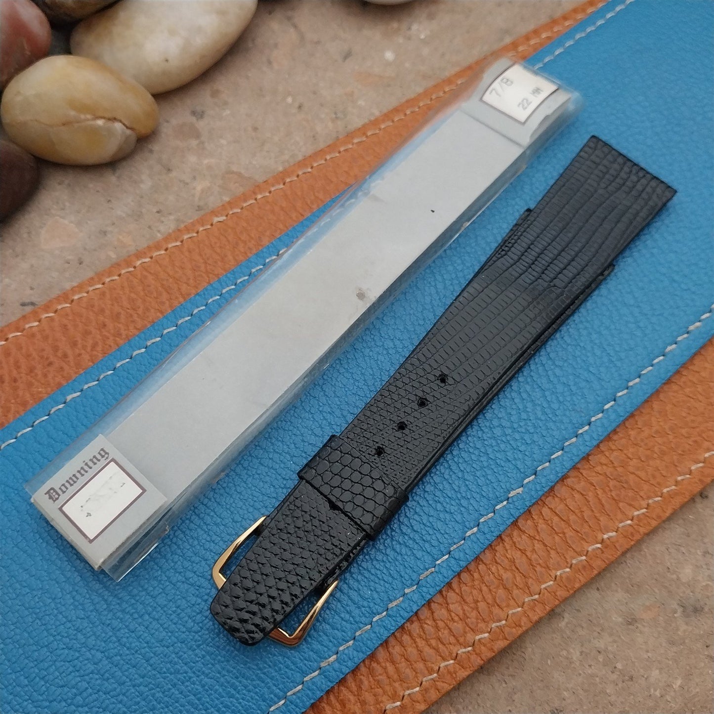 Vintage 22mm Downing Unpadded Lizard NOS Long Classic Tapered Watch Strap