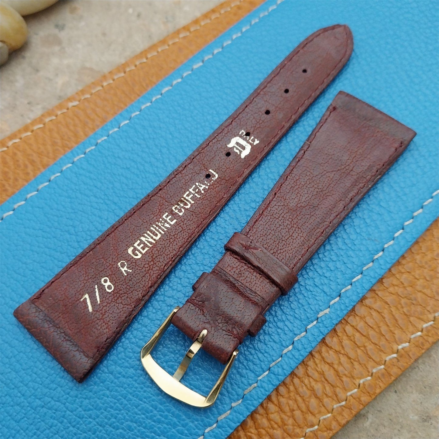 Vintage 22mm Downing Italy Unpadded Buffalo Classic Tapered Unused Watch Strap