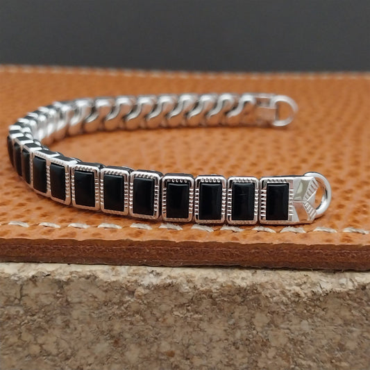 Vintage Ladies White Gold-Fill & Black Foster Unused 1960s Cocktail Watch Band