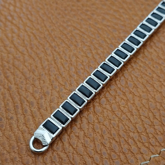 Vintage Ladies White Gold-Fill & Black Foster Unused 1960s Cocktail Watch Band