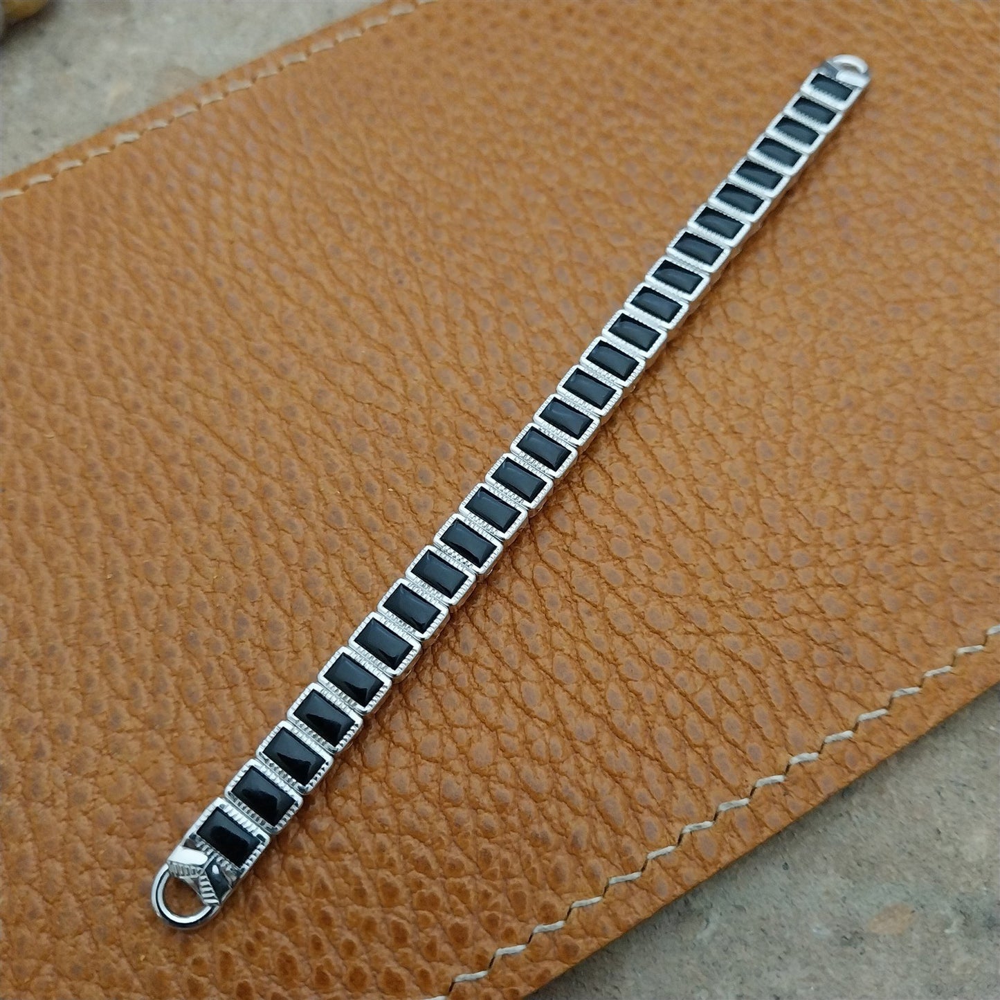 Vintage Ladies White Gold-Fill & Black Foster Unused 1960s Cocktail Watch Band